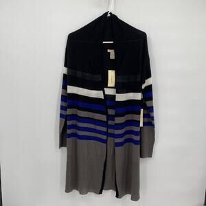 Vertigo Paris Multi Stripe Open Front Long Sleeve Cardigan Women's Size Large